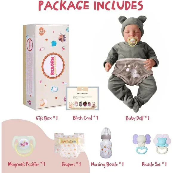 JIZHI Lifelike Reborn Baby Dolls Boy 17-Inch Soft Body Realistic